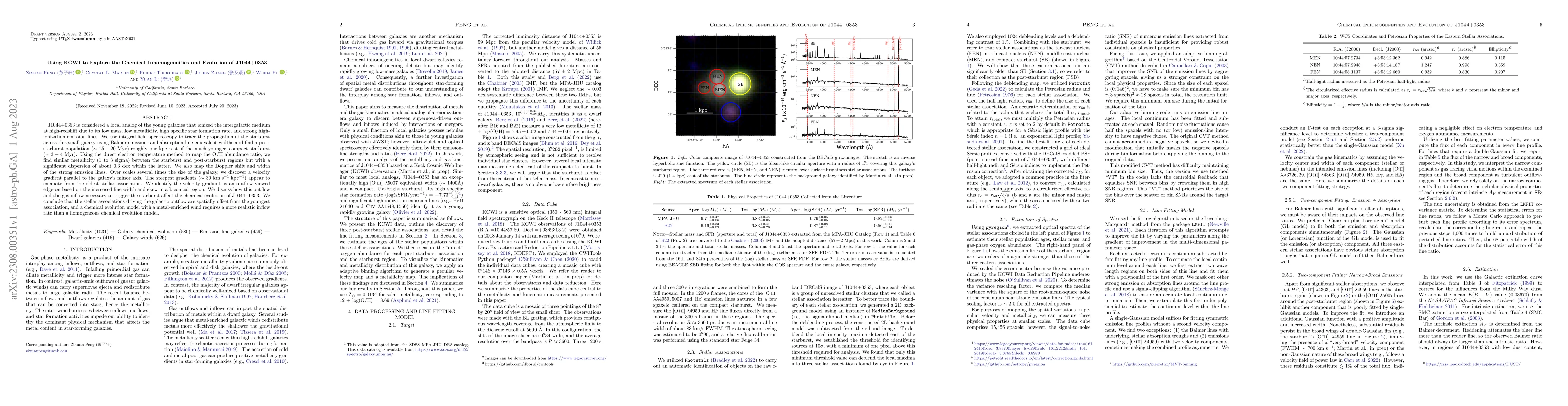 Thumbnail for Using KCWI to Explore the Chemical Inhomogeneities and Evolution of
  J1044+0353