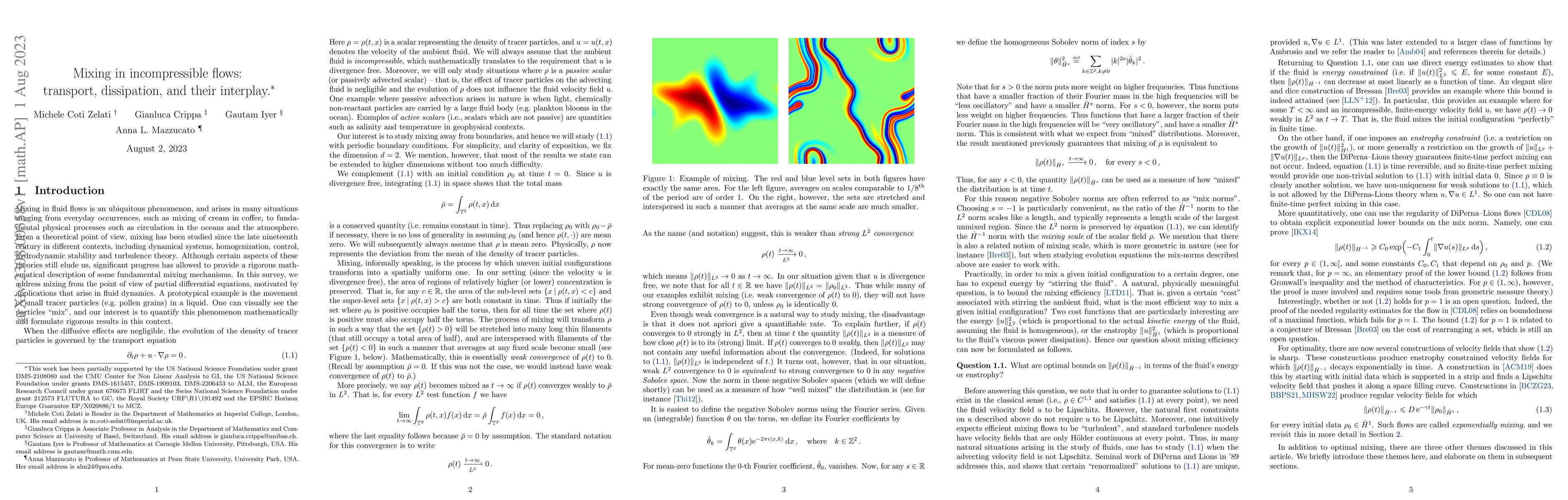 Thumbnail for Mixing in incompressible flows: transport, dissipation, and their
  interplay