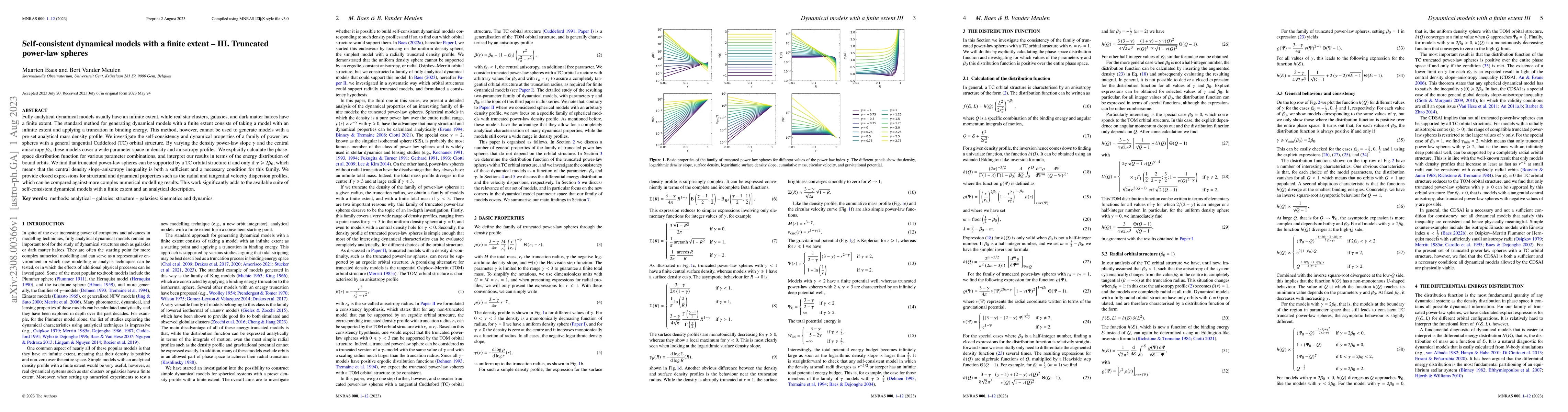 Thumbnail for Self-consistent dynamical models with a finite extent -- III. Truncated
  power-law spheres