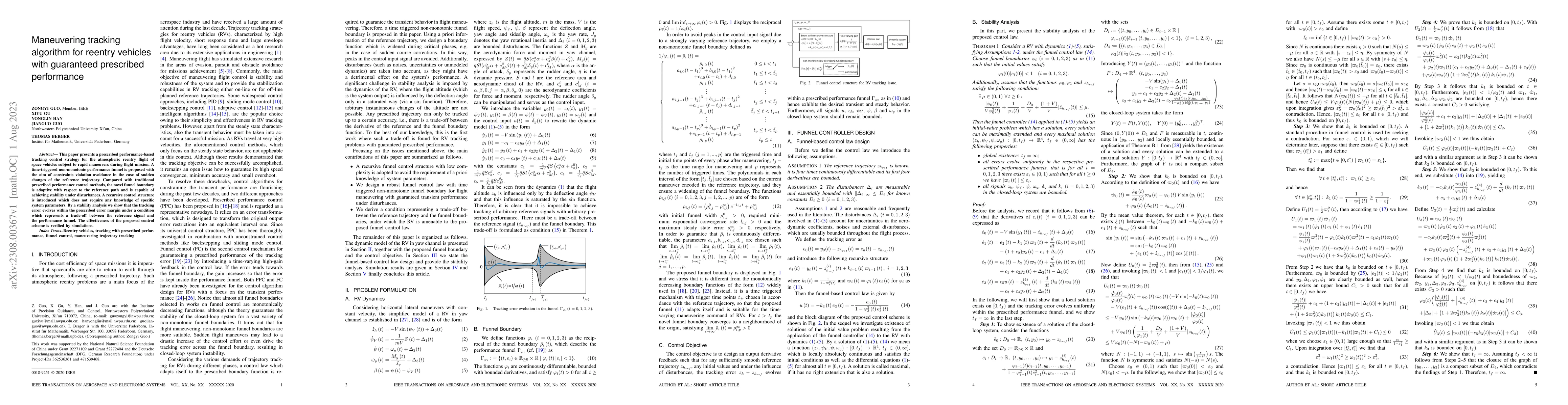 Thumbnail for Maneuvering tracking algorithm for reentry vehicles with guaranteed
  prescribed performance