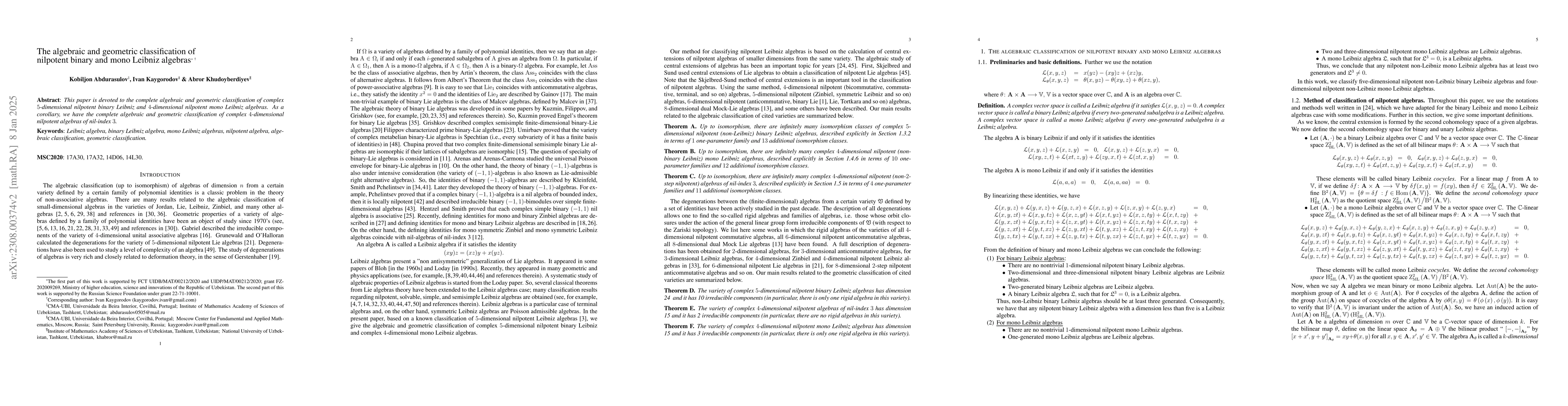 Thumbnail for The algebraic and geometric classification of nilpotent binary and mono
  Leibniz algebras