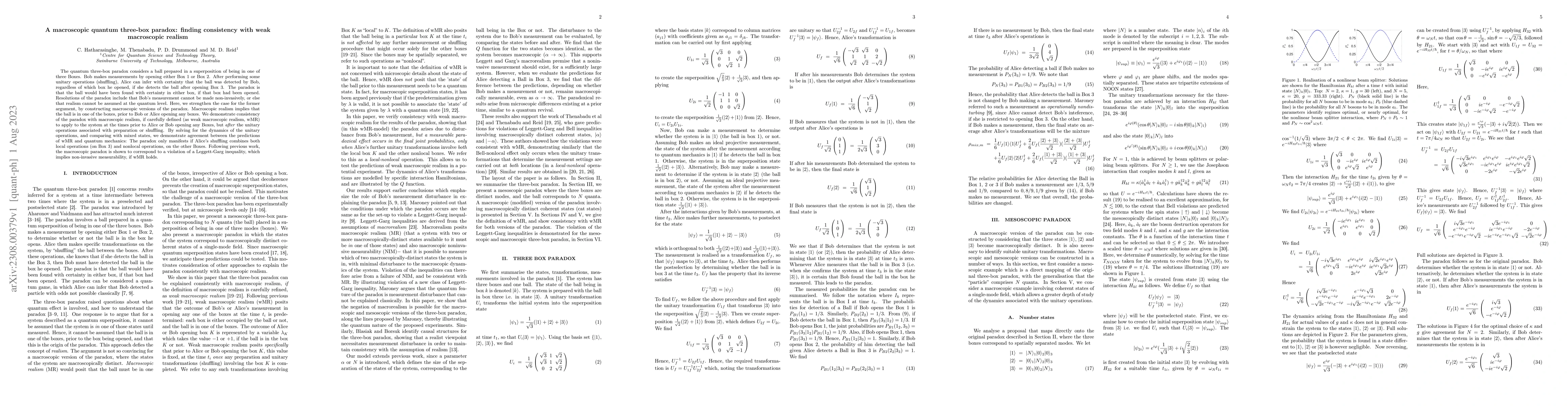 Thumbnail for A macroscopic quantum three-box paradox: finding consistency with weak
  macroscopic realism