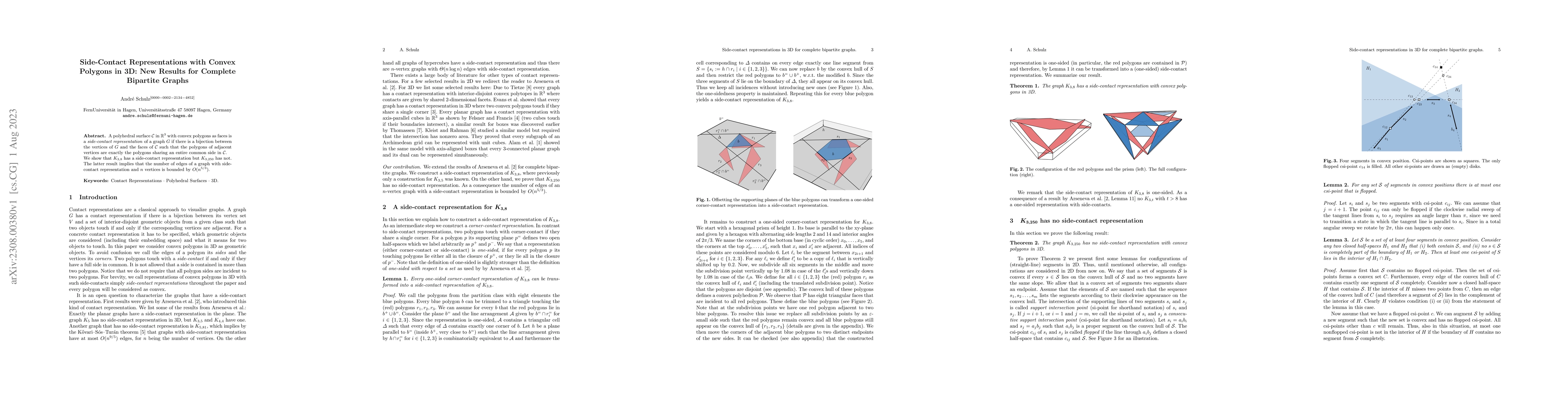 Thumbnail for Side-Contact Representations with Convex Polygons in 3D: New Results for
  Complete Bipartite Graphs