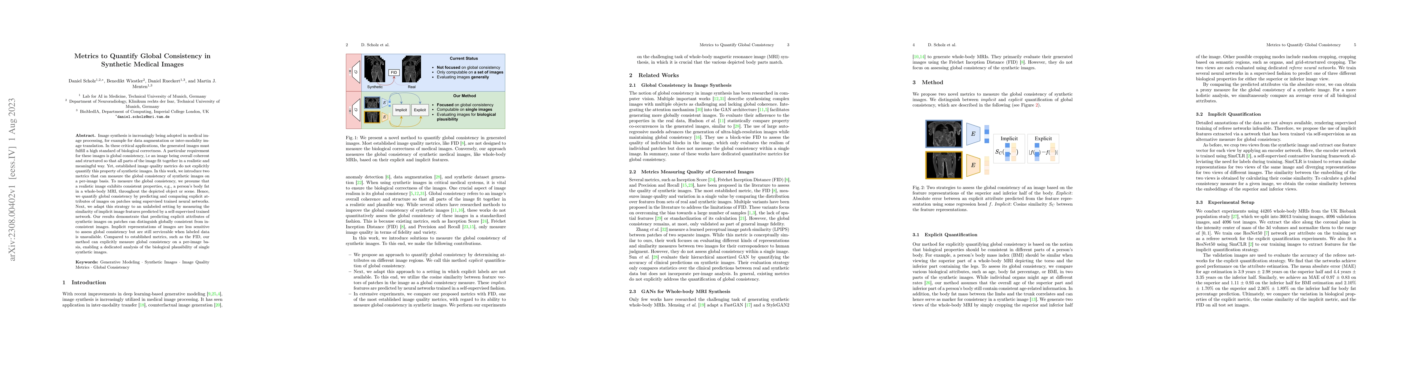 Thumbnail for Metrics to Quantify Global Consistency in Synthetic Medical Images