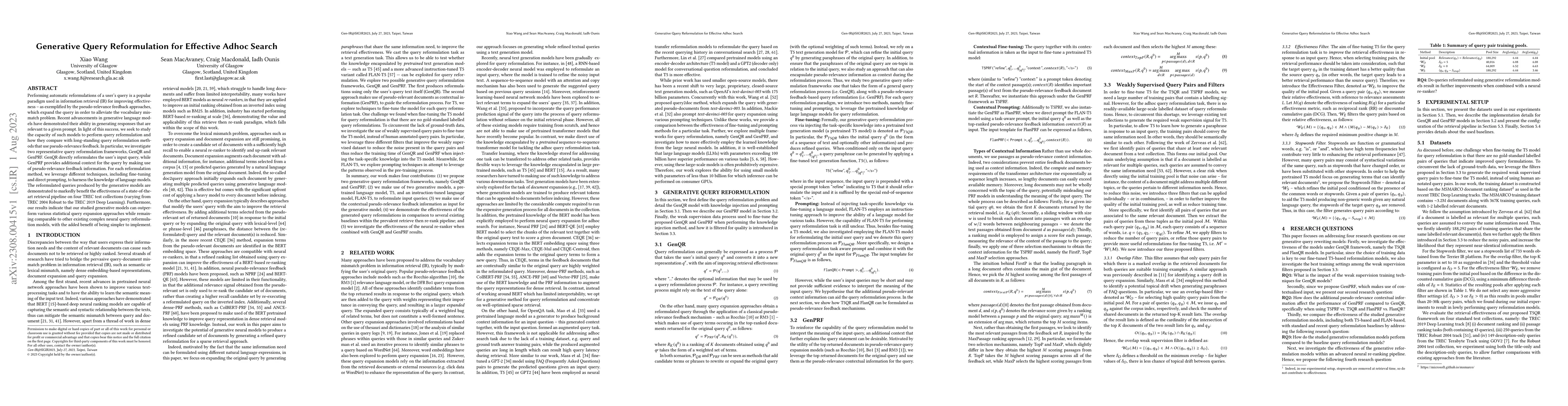 Thumbnail for Generative Query Reformulation for Effective Adhoc Search