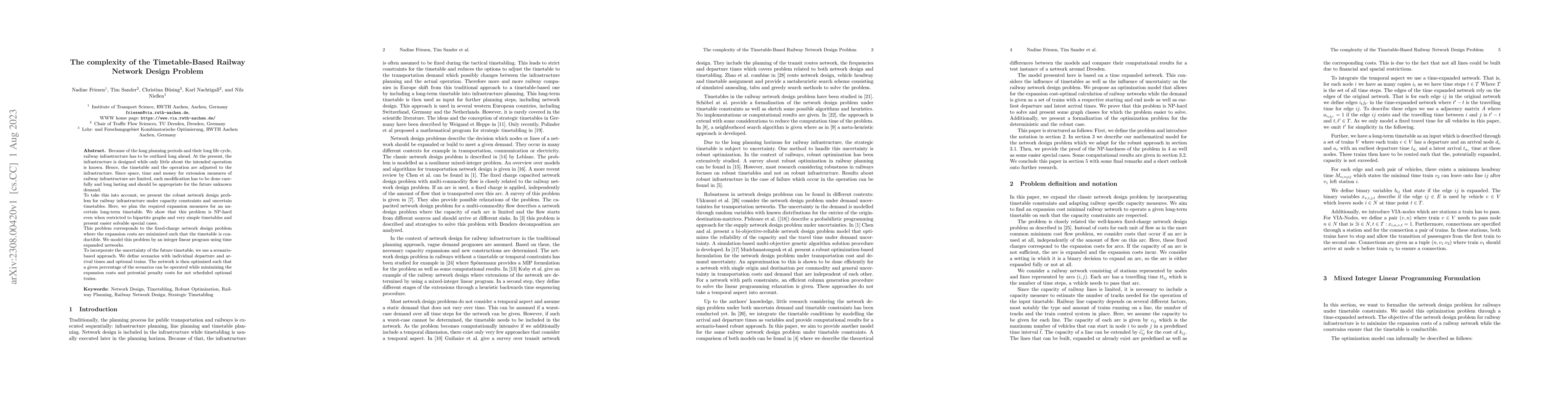 Thumbnail for The complexity of the Timetable-Based Railway Network Design Problem