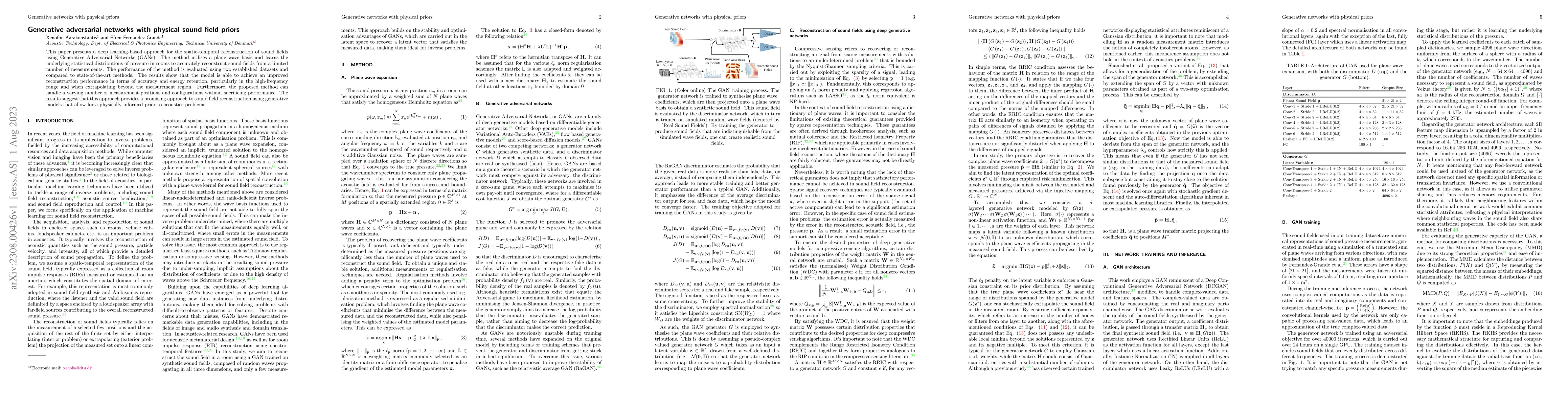 Thumbnail for Generative adversarial networks with physical sound field priors