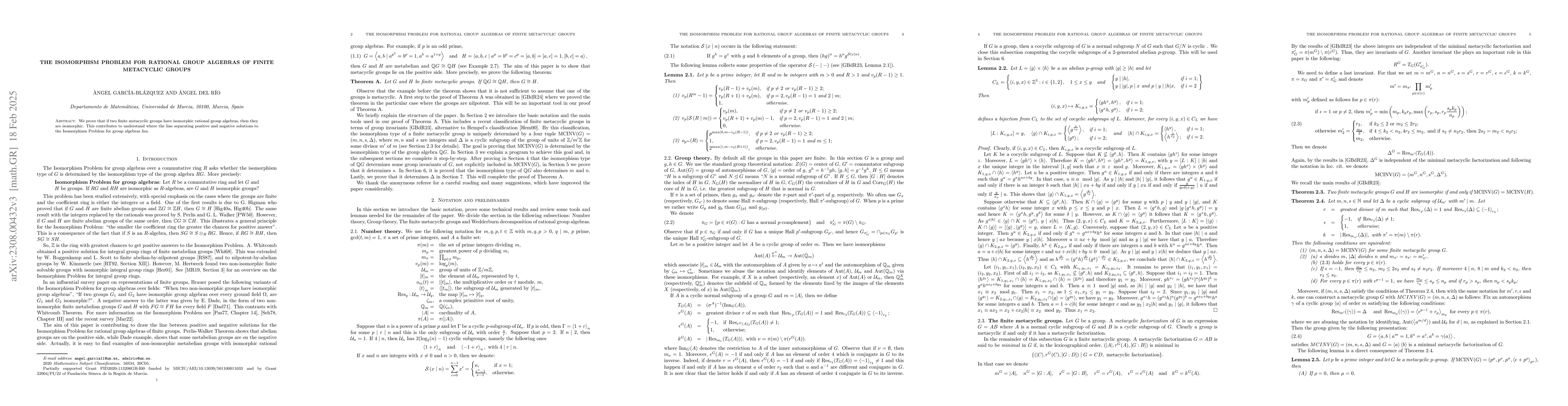 Thumbnail for The isomorphism problem for rational group algebras of finite metacyclic
  groups