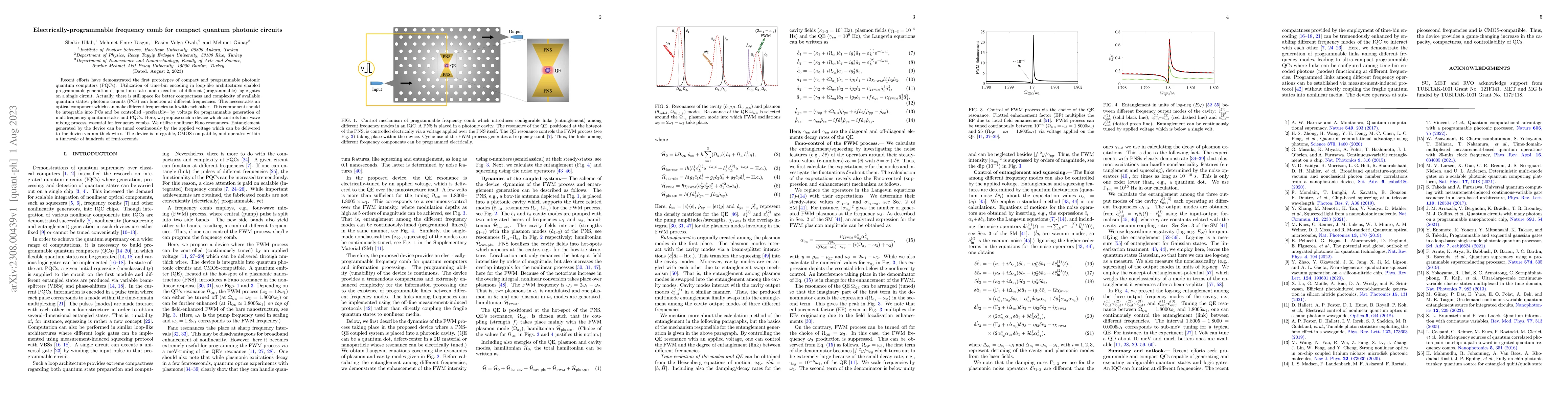 Thumbnail for Electrically-programmable frequency comb for compact quantum photonic
  circuits