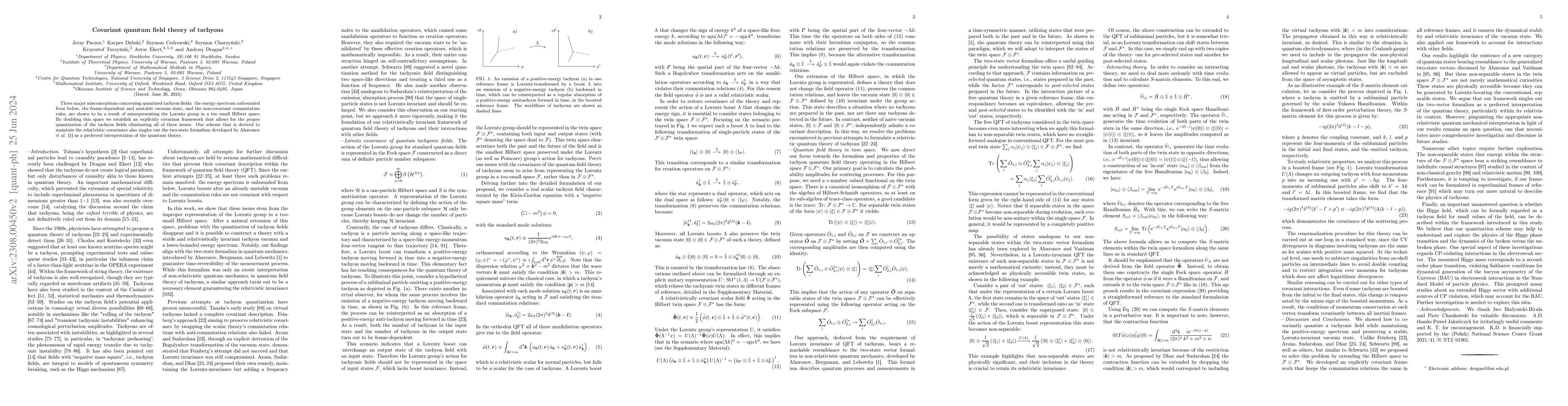 Thumbnail for Covariant quantum field theory of tachyons