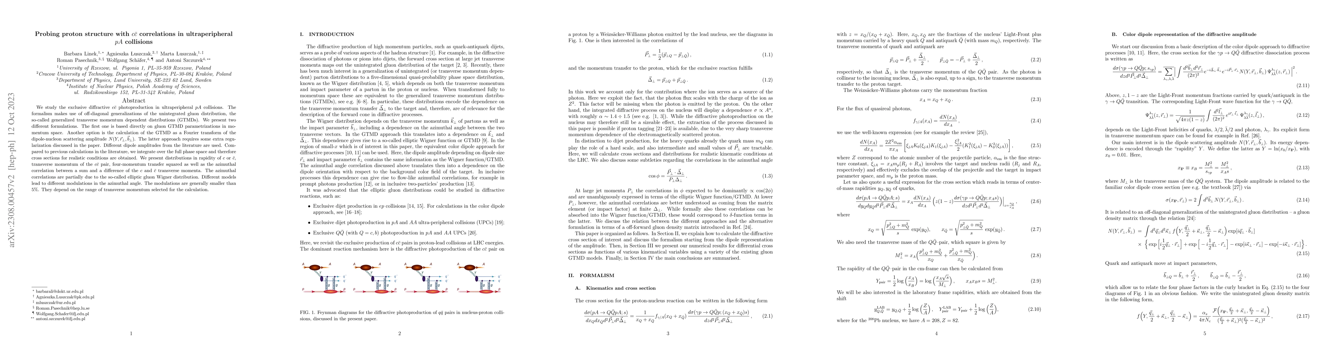 Thumbnail for Probing proton structure with $c \bar c$ correlations in ultraperipheral
  $pA$ collisions