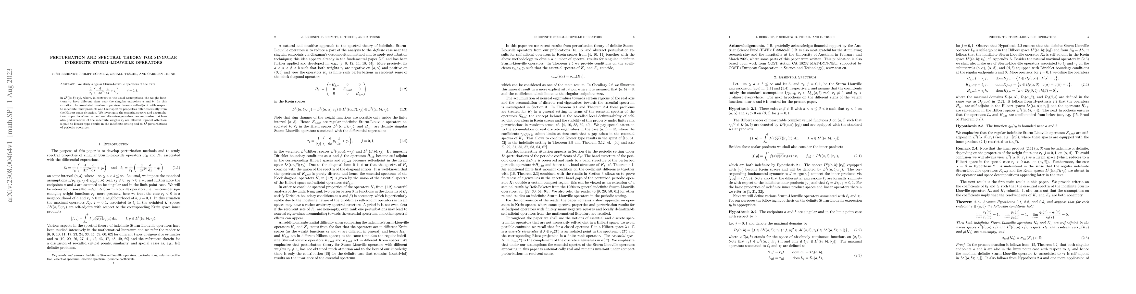Thumbnail for Perturbation and spectral theory for singular indefinite Sturm-Liouville
  operators