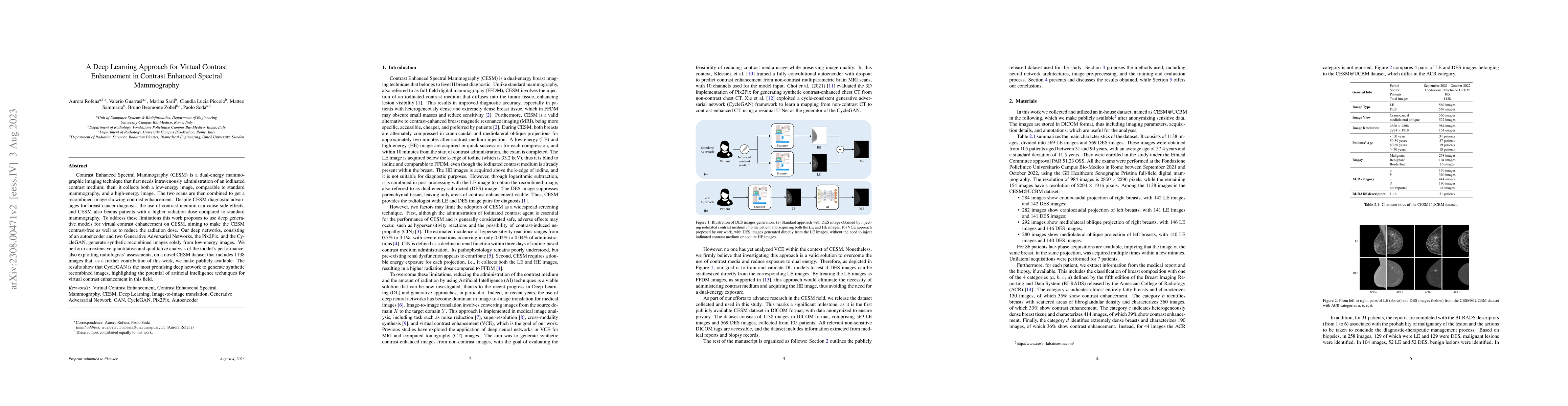 Thumbnail for A Deep Learning Approach for Virtual Contrast Enhancement in Contrast
  Enhanced Spectral Mammography