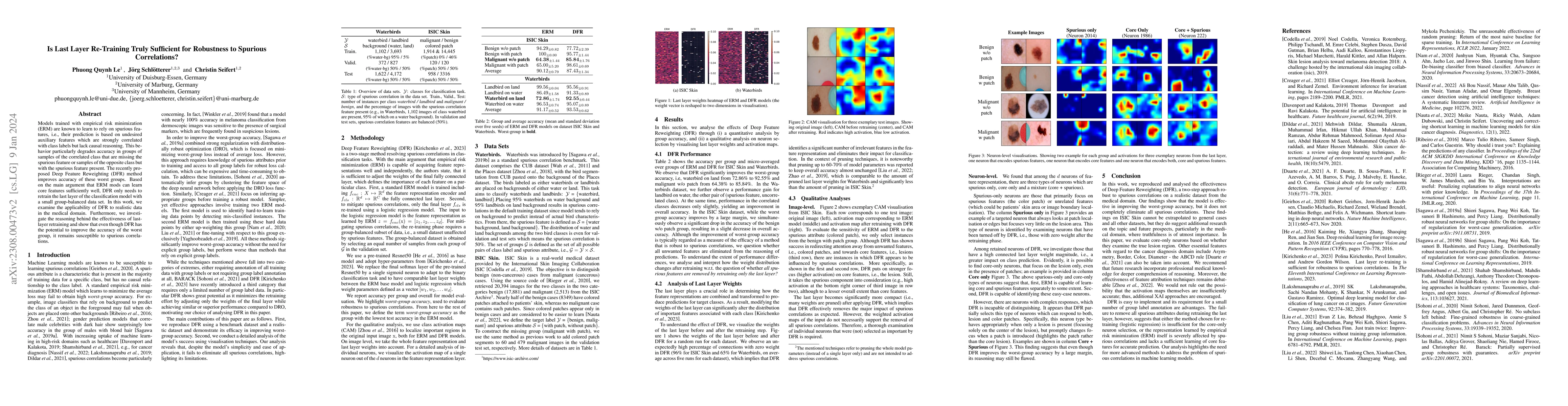 Thumbnail for Is Last Layer Re-Training Truly Sufficient for Robustness to Spurious
  Correlations?