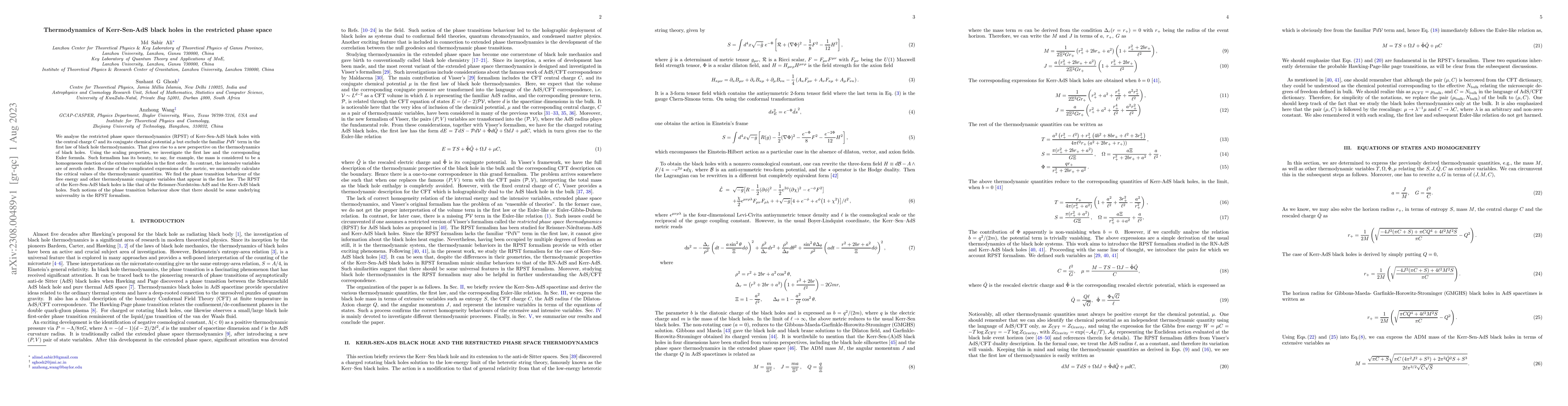 Thumbnail for Thermodynamics of Kerr-Sen-AdS black holes in the restricted phase space