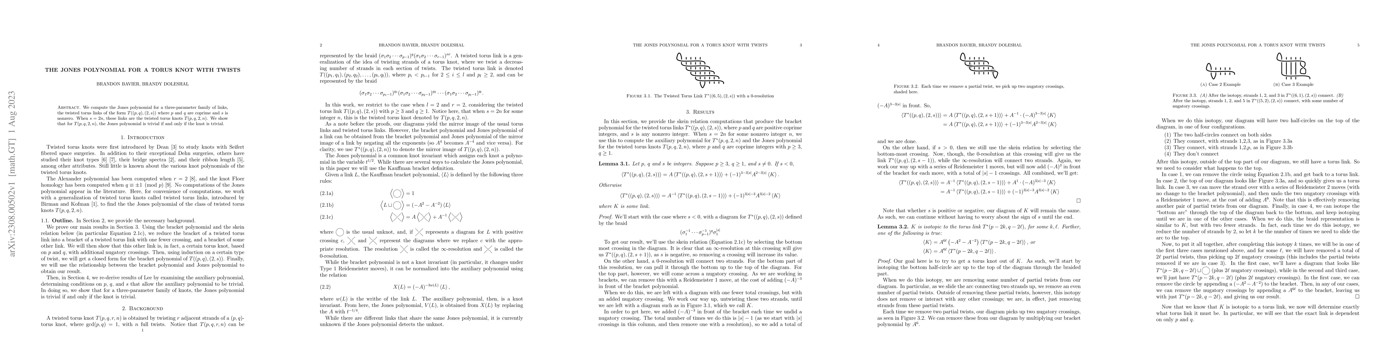 Thumbnail for The Jones polynomial for a torus knot with twists