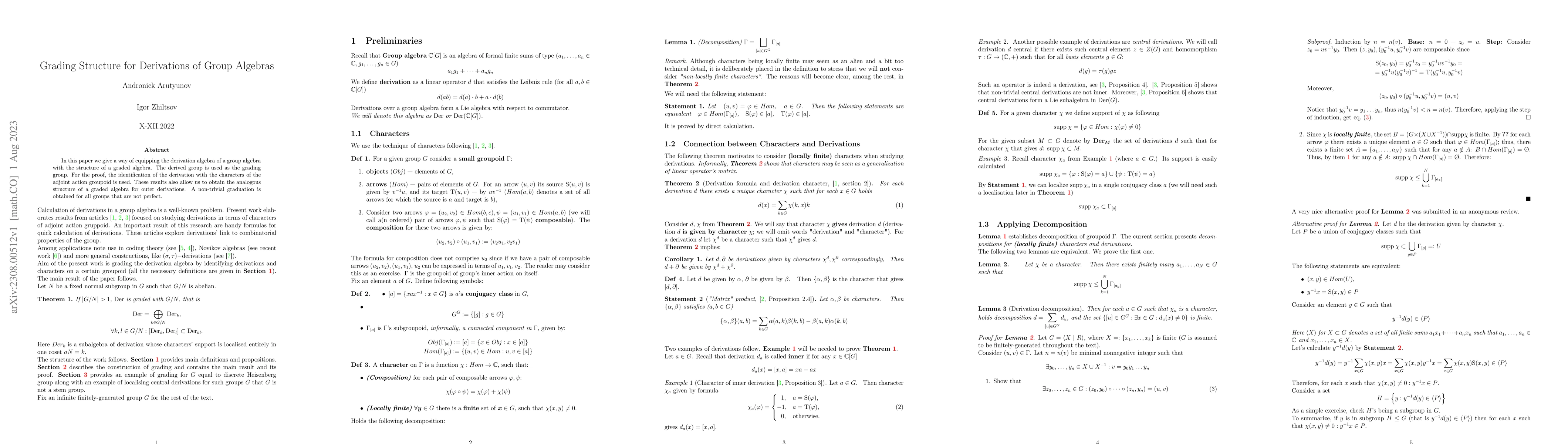 Thumbnail for Grading Structure for Derivations of Group Algebras