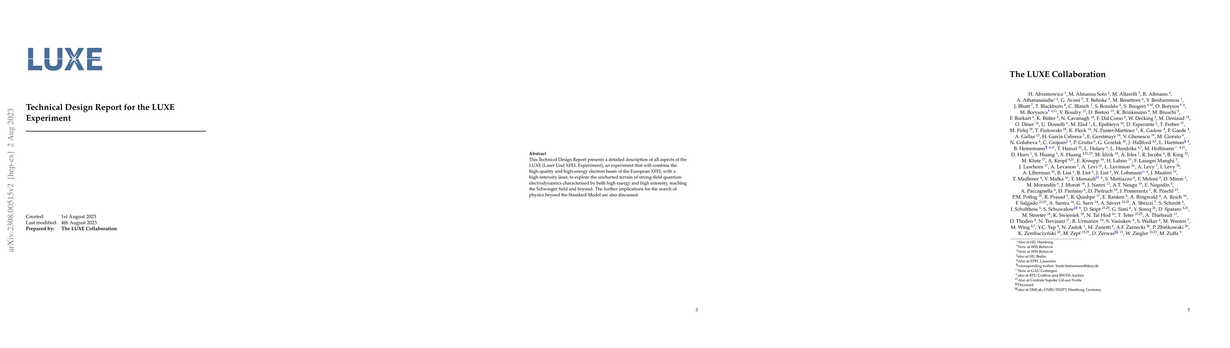 Thumbnail for Technical Design Report for the LUXE Experiment