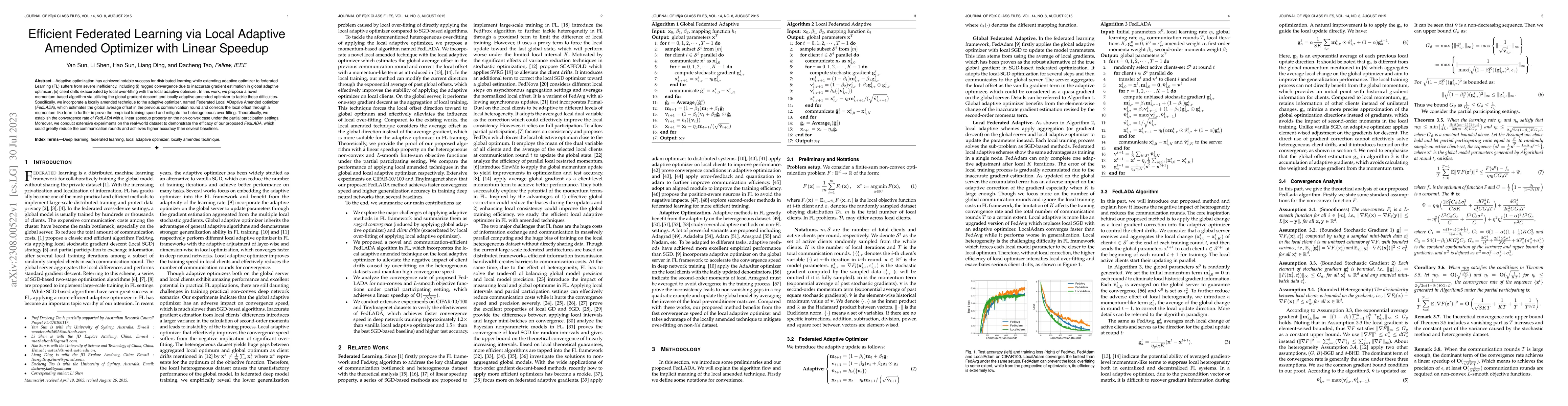 Thumbnail for Efficient Federated Learning via Local Adaptive Amended Optimizer with
  Linear Speedup