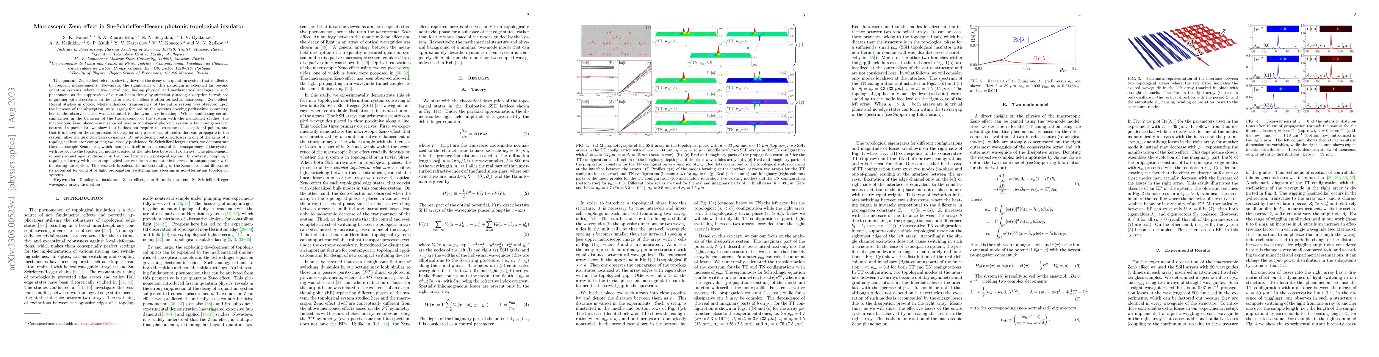 Thumbnail for Macroscopic Zeno effect in Su-Schrieffer-Heeger photonic topological
  insulator