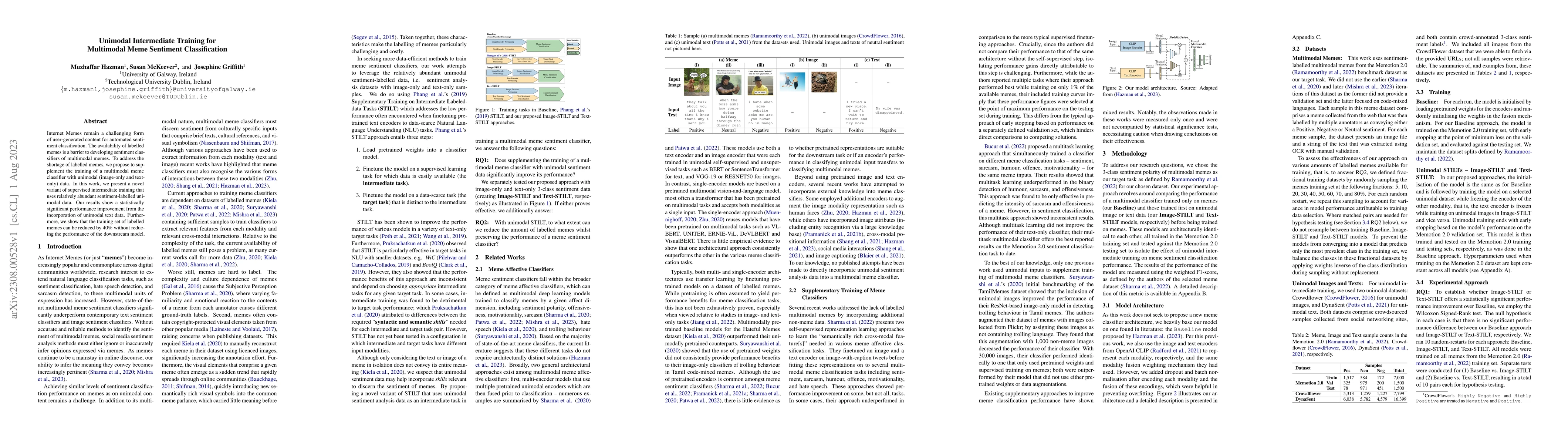 Thumbnail for Unimodal Intermediate Training for Multimodal Meme Sentiment
  Classification