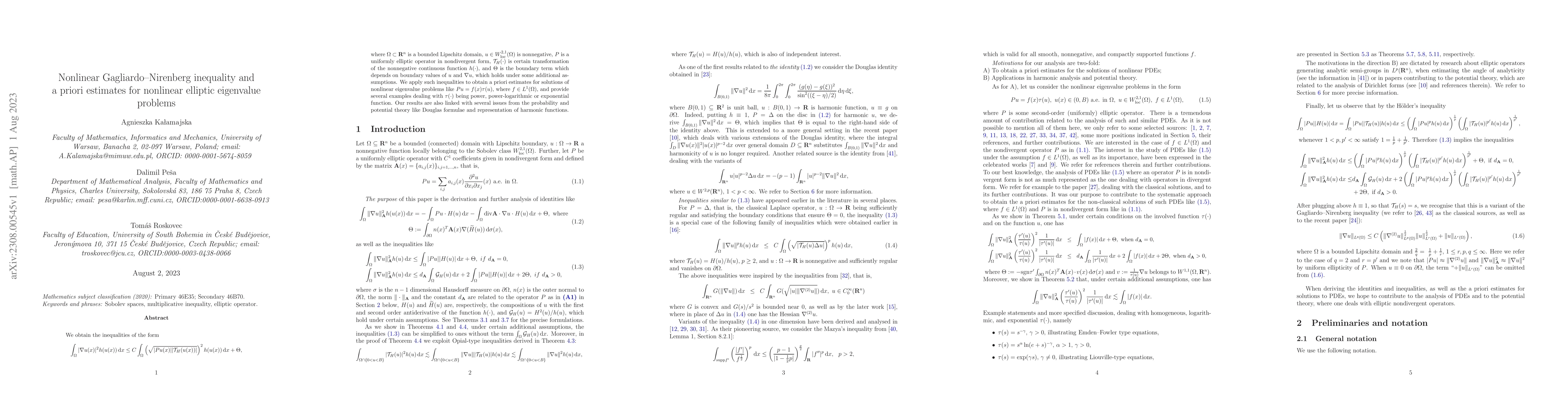 Thumbnail for Nonlinear Gagliardo-Nirenberg inequality and a priori estimates for
  nonlinear elliptic eigenvalue problems
