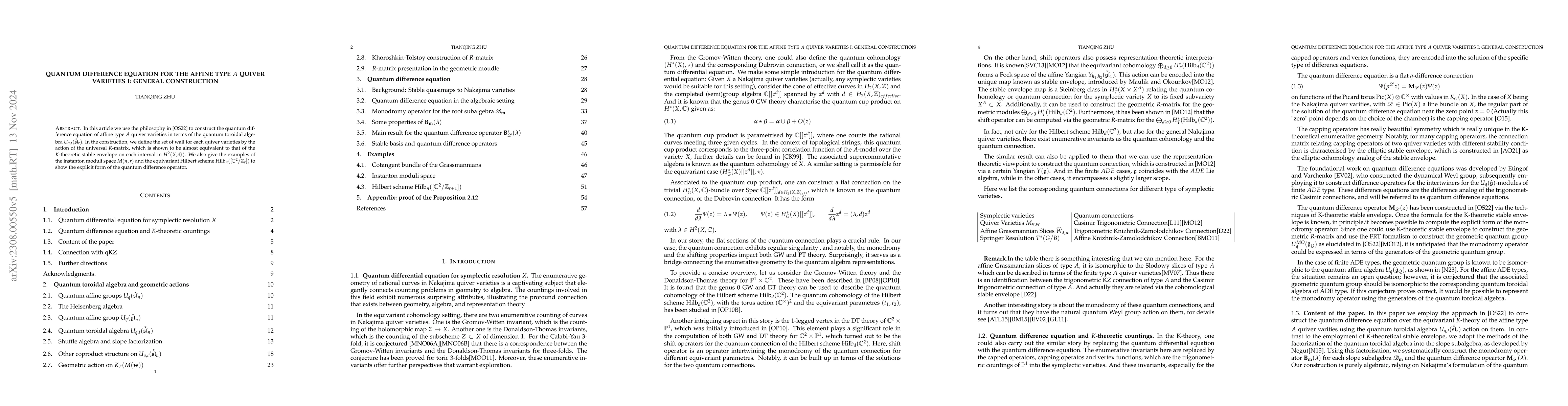 Thumbnail for Quantum difference equation for the affine type $A$ quiver varieties I:
  General Construction