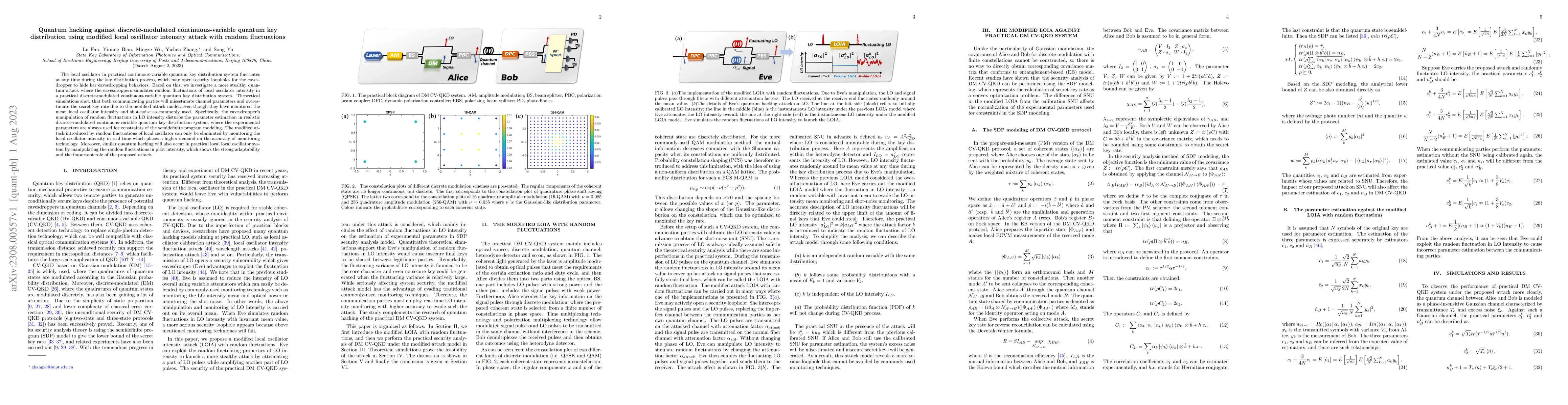 Thumbnail for Quantum hacking against discrete-modulated continuous-variable quantum
  key distribution using modified local oscillator intensity attack with random
  fluctuations