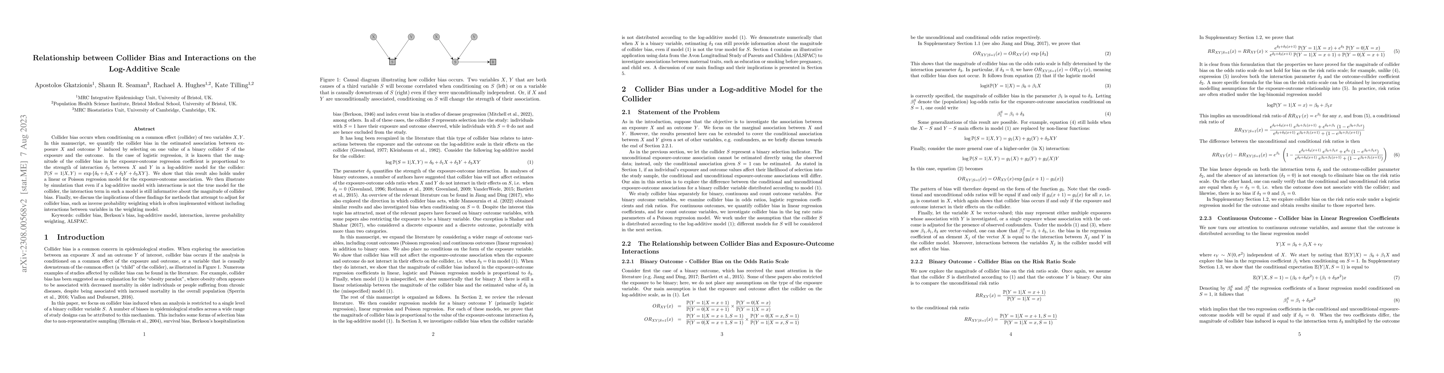 Thumbnail for Relationship between Collider Bias and Interactions on the Log-Additive
  Scale