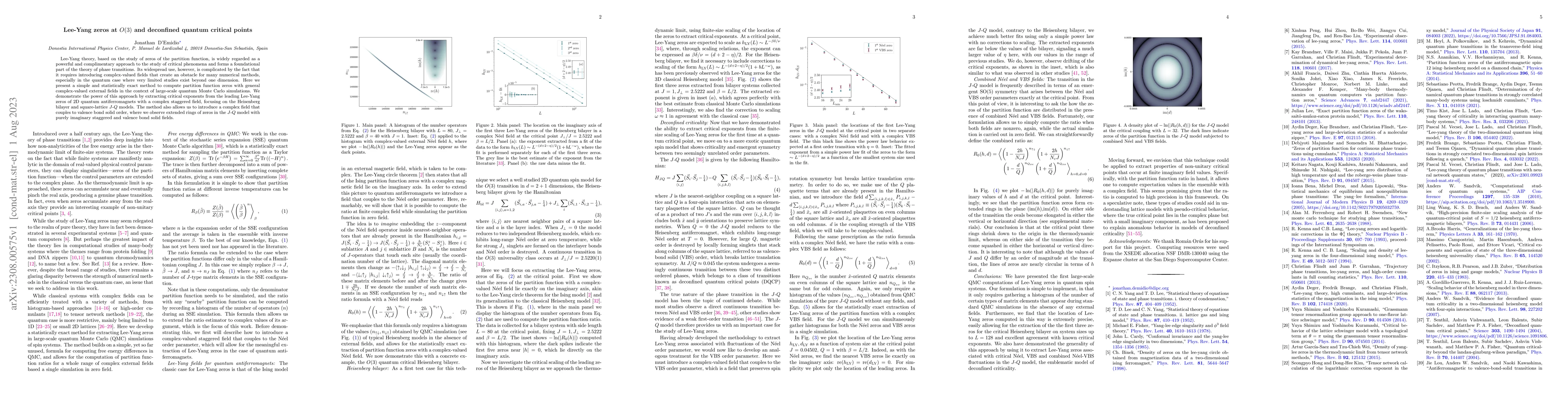 Thumbnail for Lee-Yang zeros at $O(3)$ and deconfined quantum critical points