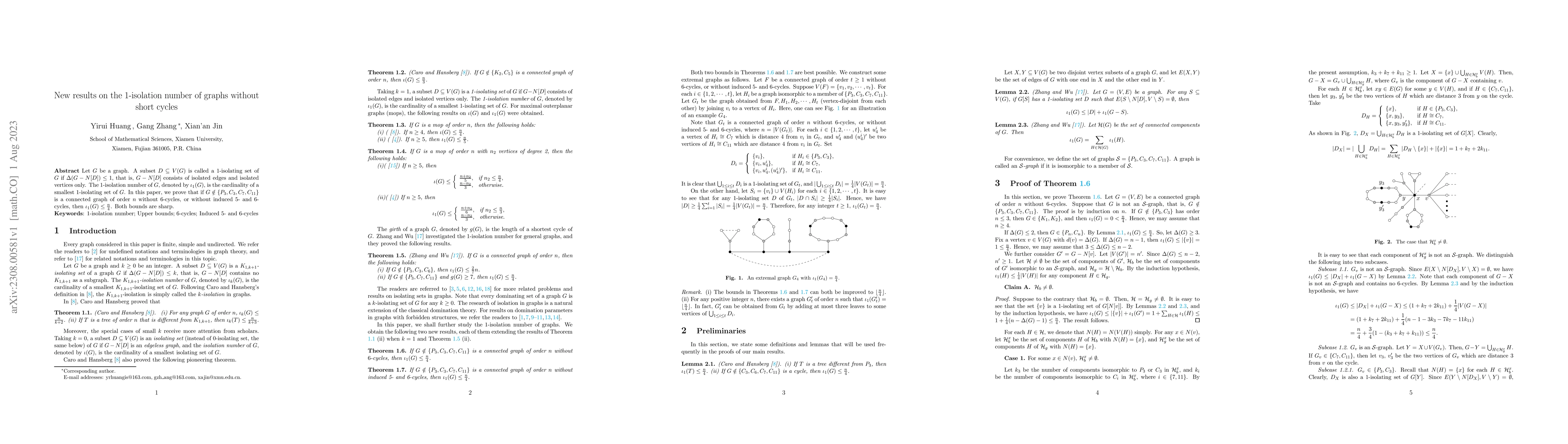 Thumbnail for New results on the 1-isolation number of graphs without short cycles