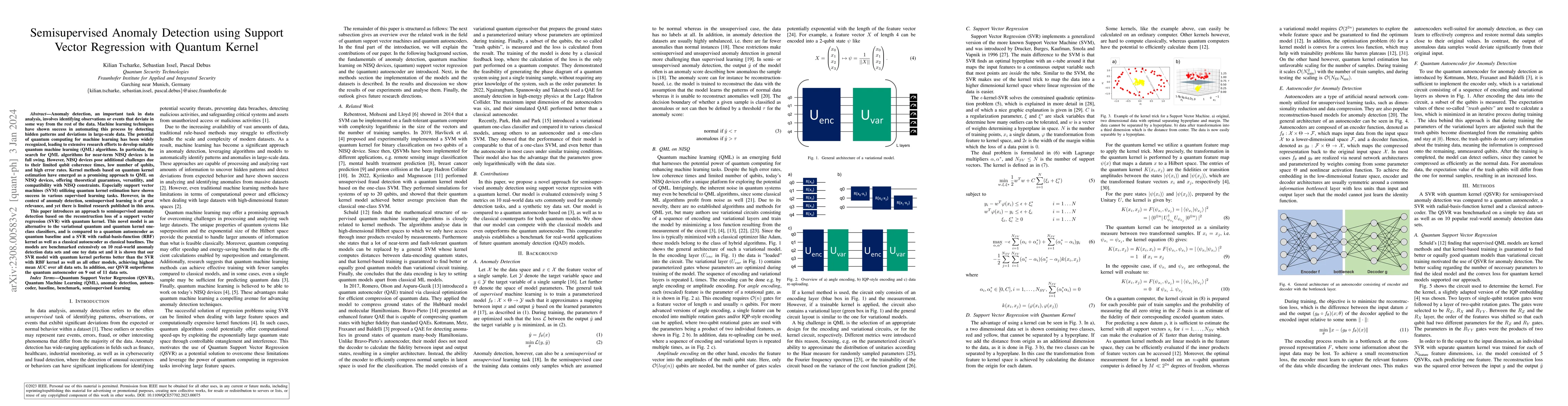 Thumbnail for Semisupervised Anomaly Detection using Support Vector Regression with
  Quantum Kernel
