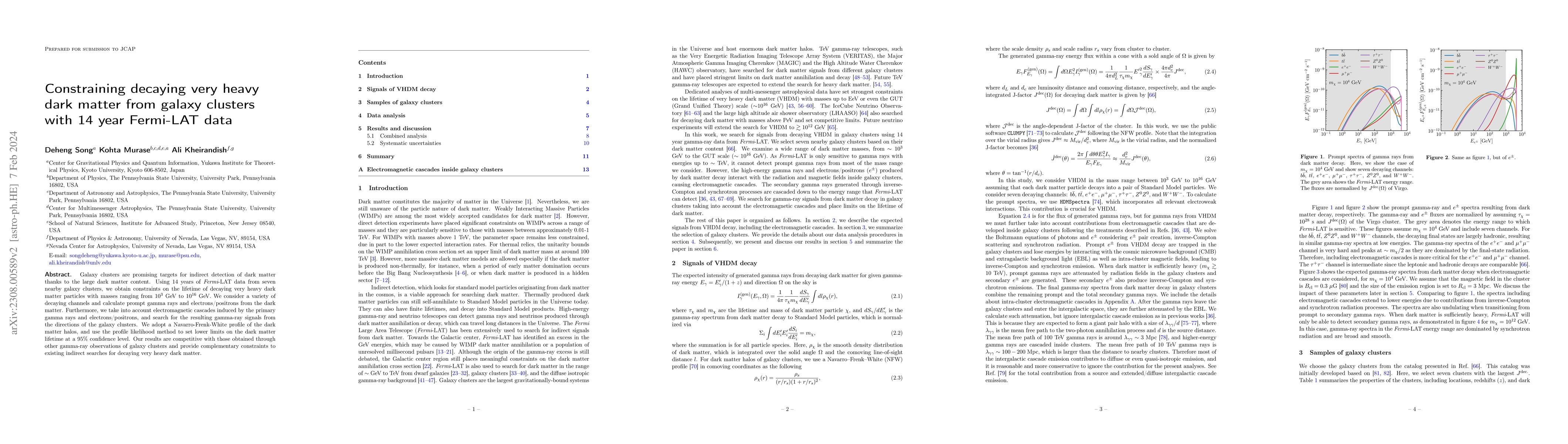 Thumbnail for Constraining decaying very heavy dark matter from galaxy clusters with
  14 year Fermi-LAT data