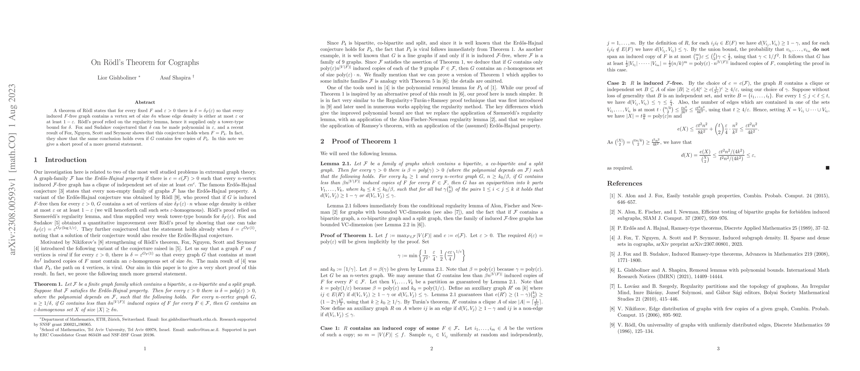 Thumbnail for On R\"odl's Theorem for Cographs
