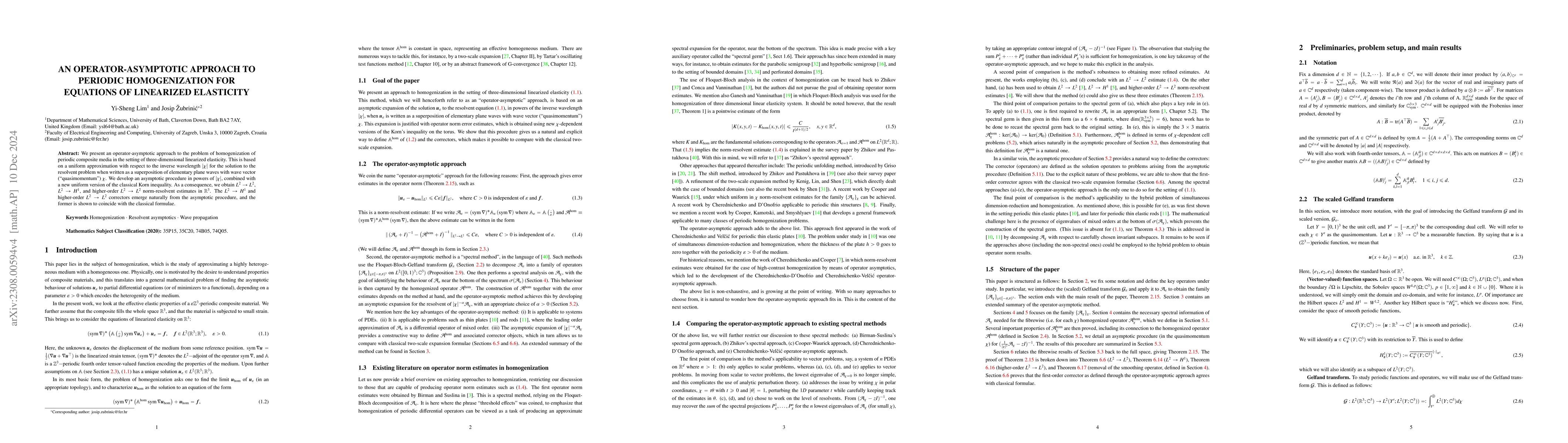 Thumbnail for An operator-asymptotic approach to periodic homogenization for equations
  of linearized elasticity