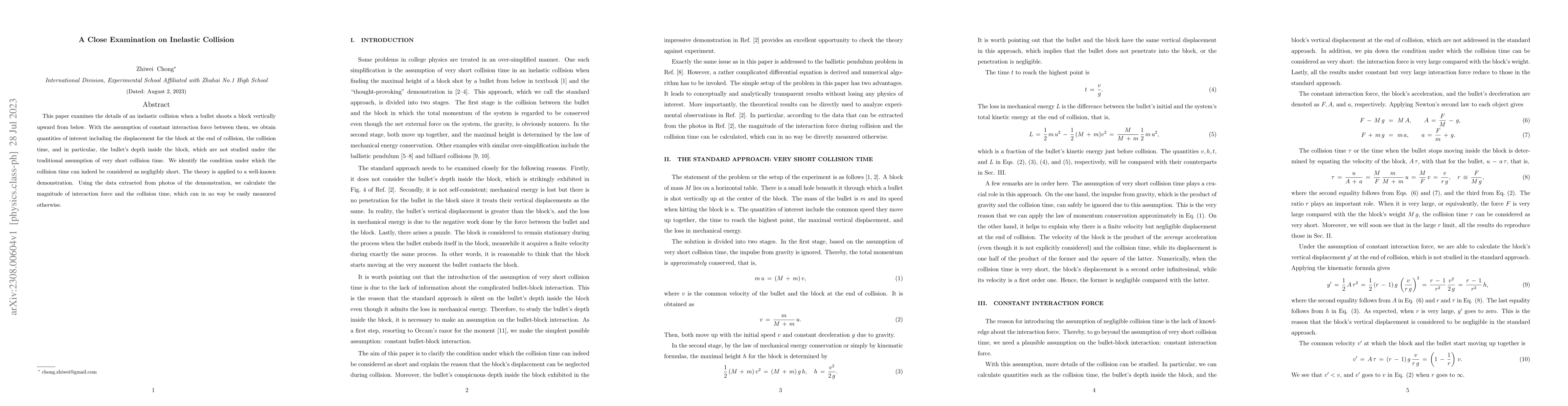 Thumbnail for A Close Examination on Inelastic Collision
