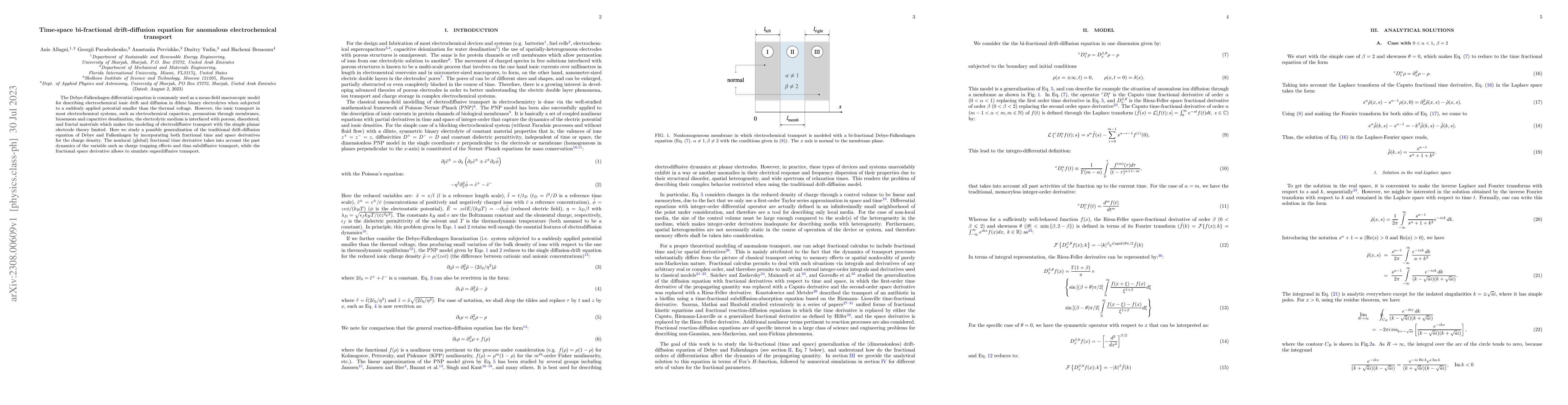 Thumbnail for Time-space bi-fractional drift-diffusion equation for anomalous
  electrochemical transport