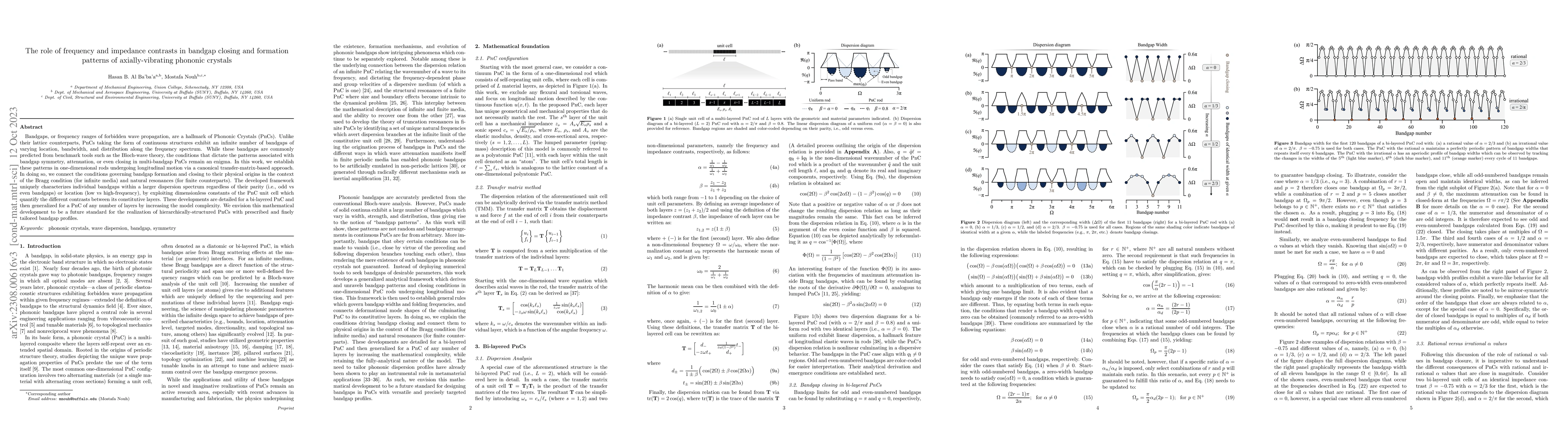 Thumbnail for The role of frequency and impedance contrasts in bandgap closing and
  formation patterns of axially-vibrating phononic crystals