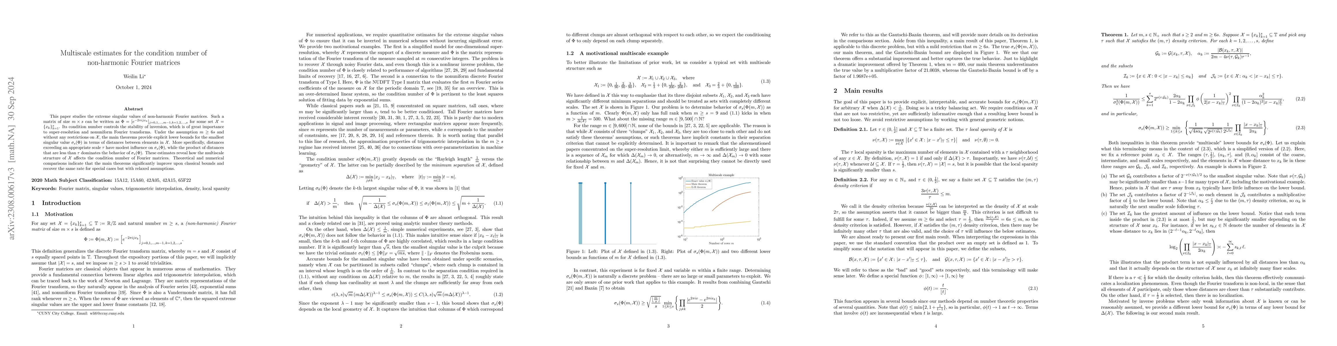 Thumbnail for Multiscale estimates for the condition number of non-harmonic Fourier
  matrices