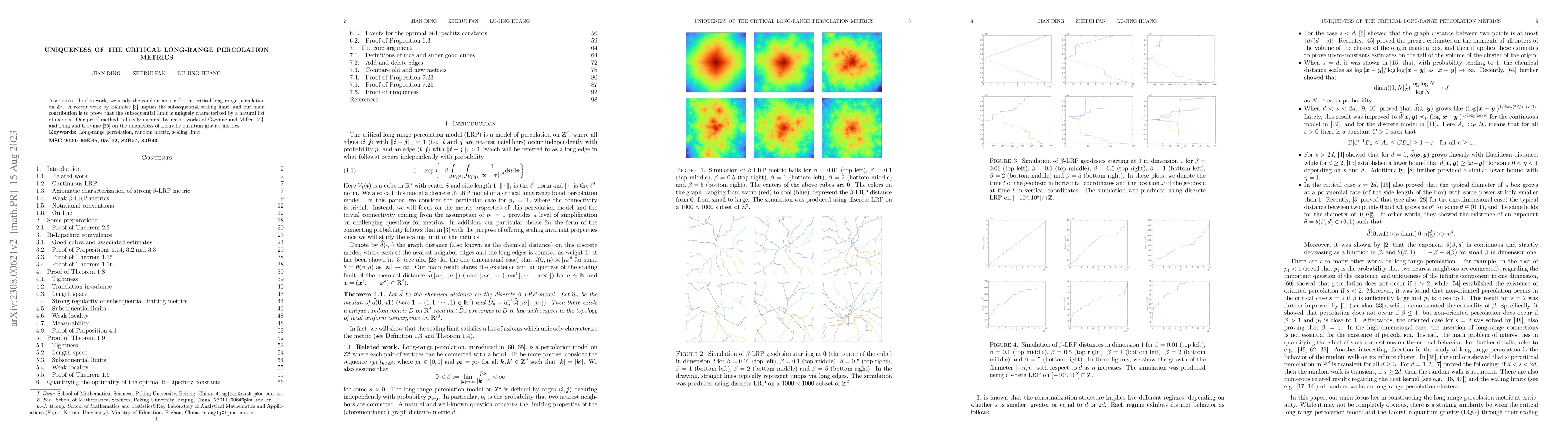 Thumbnail for Uniqueness of the critical long-range percolation metrics