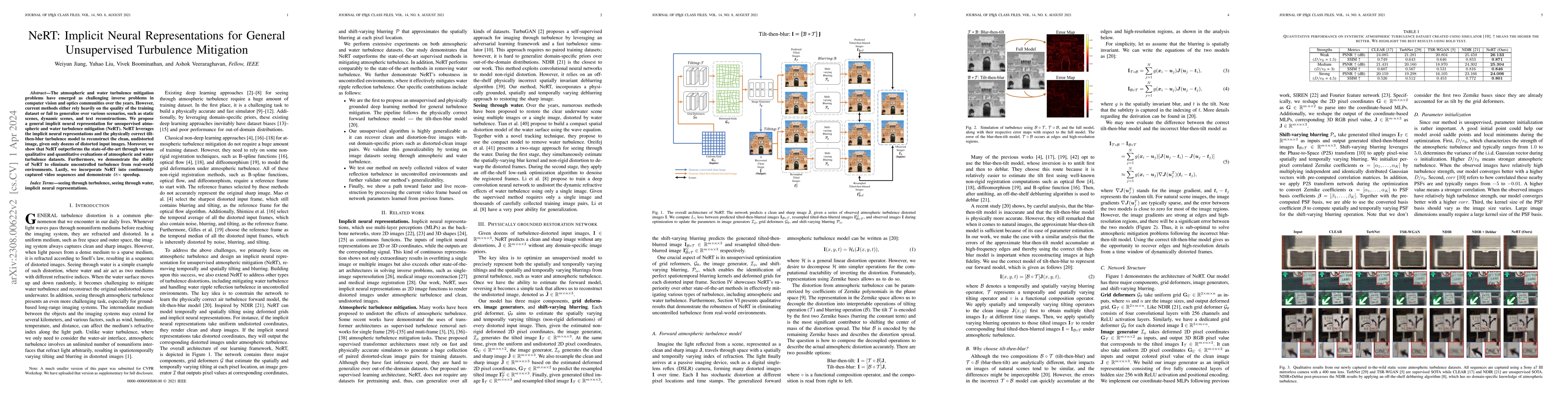 Thumbnail for NeRT: Implicit Neural Representations for General Unsupervised
  Turbulence Mitigation