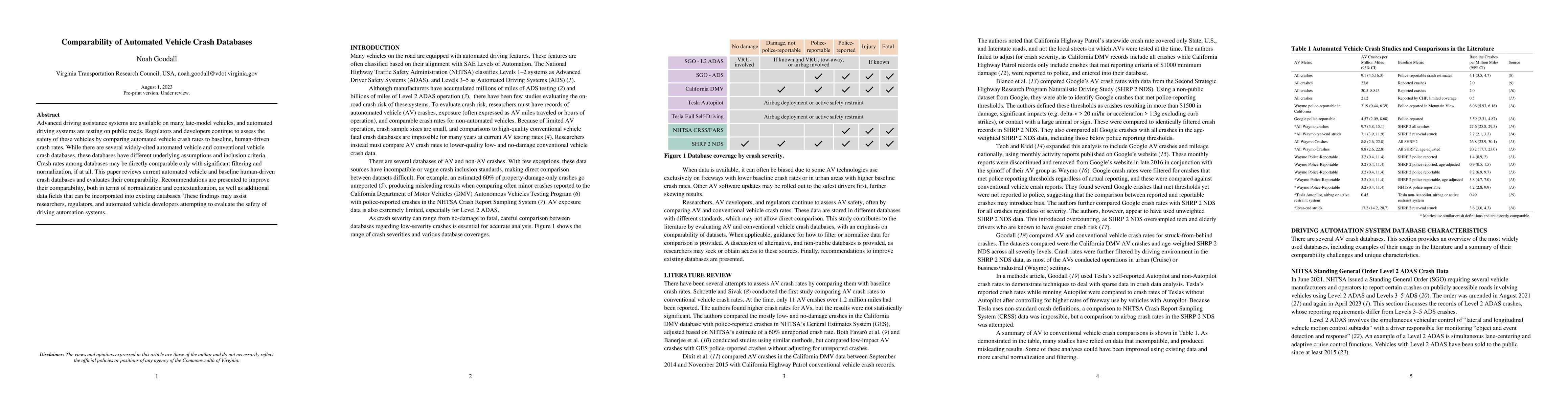 Thumbnail for Comparability of Automated Vehicle Crash Databases