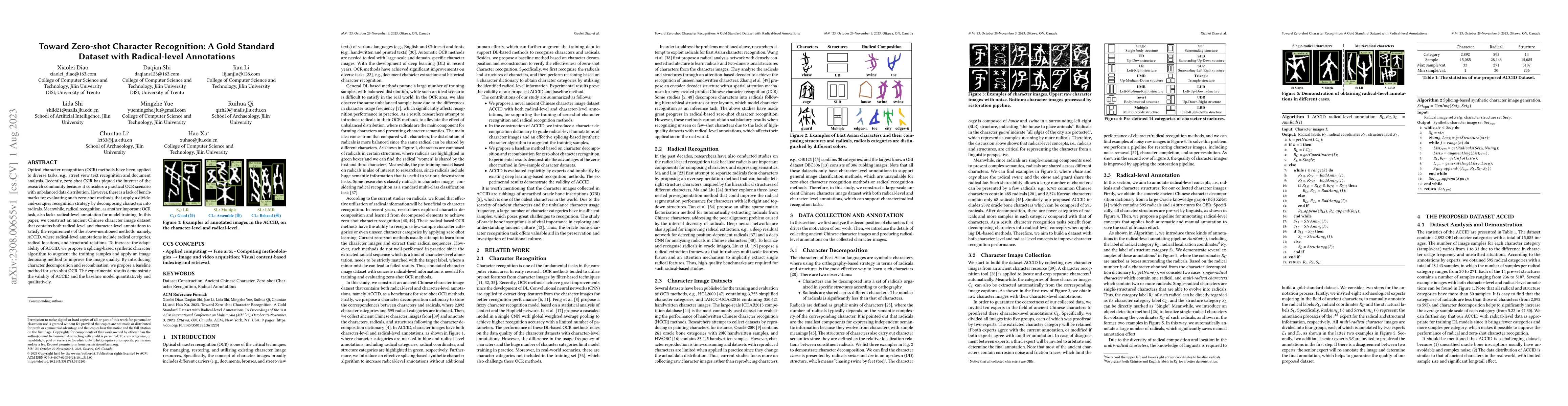 Thumbnail for Toward Zero-shot Character Recognition: A Gold Standard Dataset with
  Radical-level Annotations