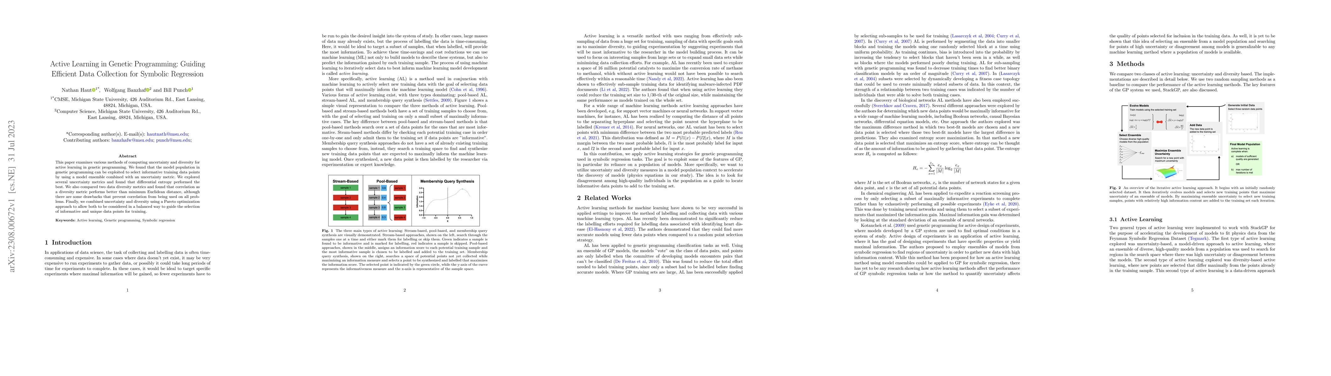 Thumbnail for Active Learning in Genetic Programming: Guiding Efficient Data
  Collection for Symbolic Regression