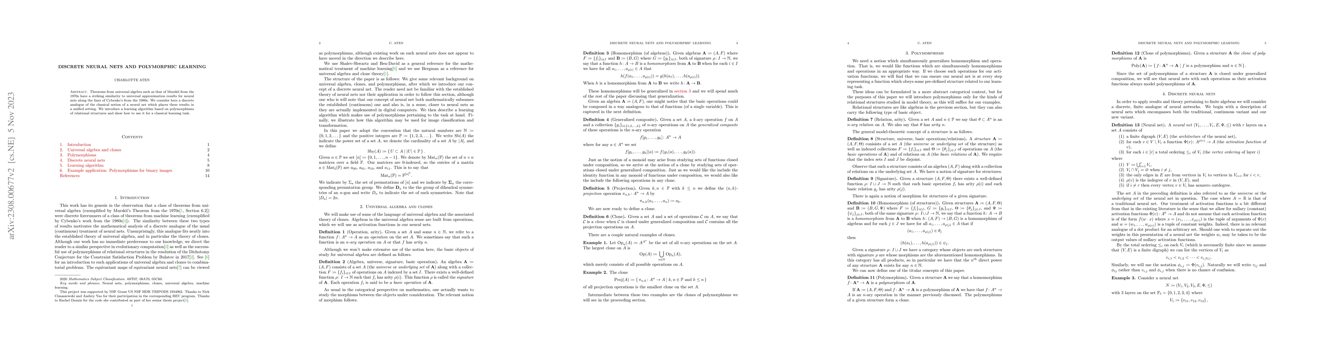 Thumbnail for Discrete neural nets and polymorphic learning