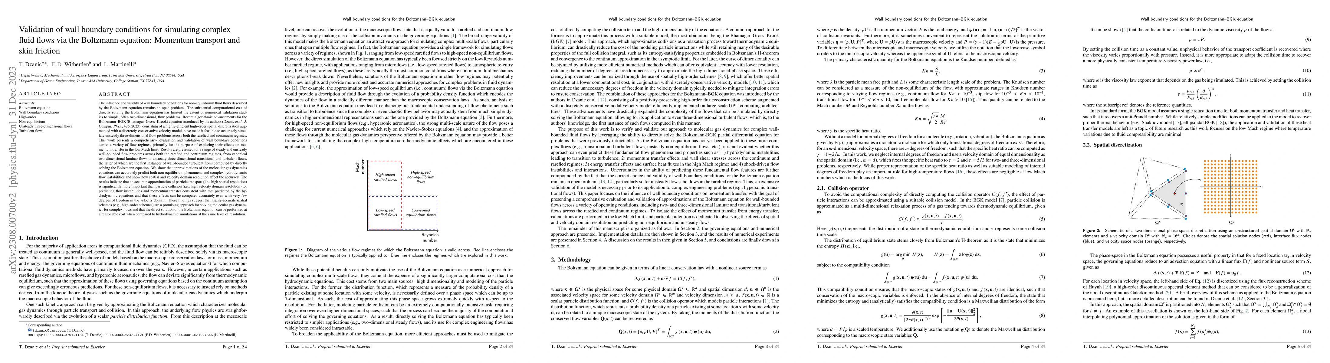 Thumbnail for Validation of wall boundary conditions for simulating complex fluid
  flows via the Boltzmann equation: Momentum transport and skin friction