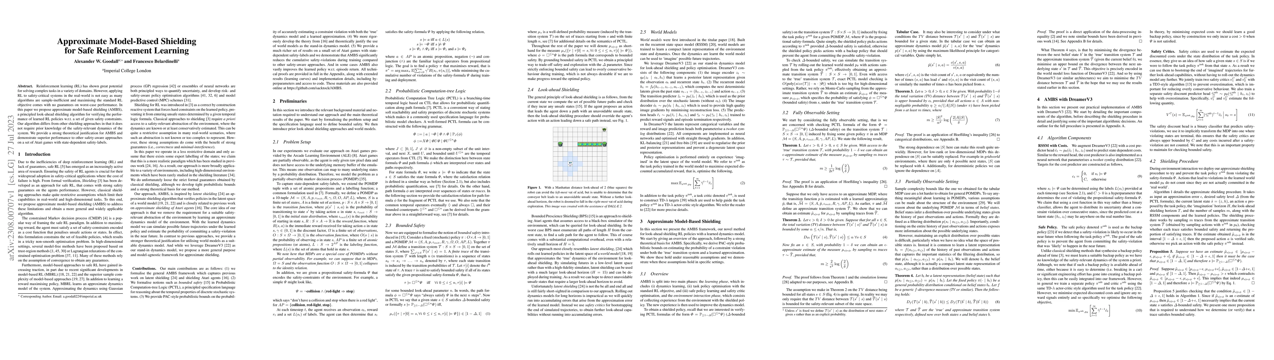 Thumbnail for Approximate Model-Based Shielding for Safe Reinforcement Learning