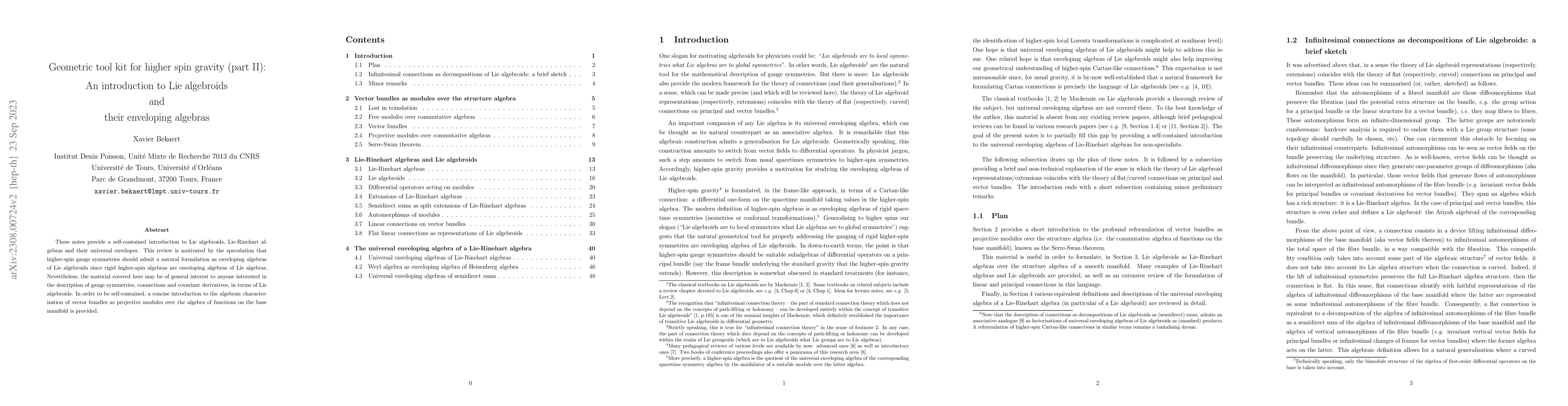 Thumbnail for Geometric tool kit for higher spin gravity (part II): An introduction to
  Lie algebroids and their enveloping algebras