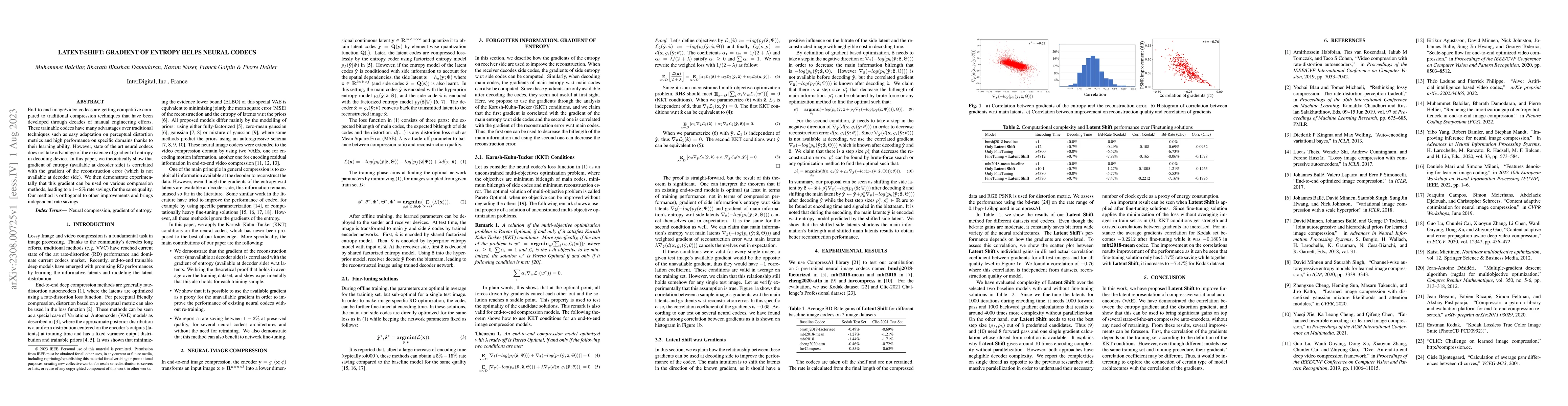Thumbnail for Latent-Shift: Gradient of Entropy Helps Neural Codecs