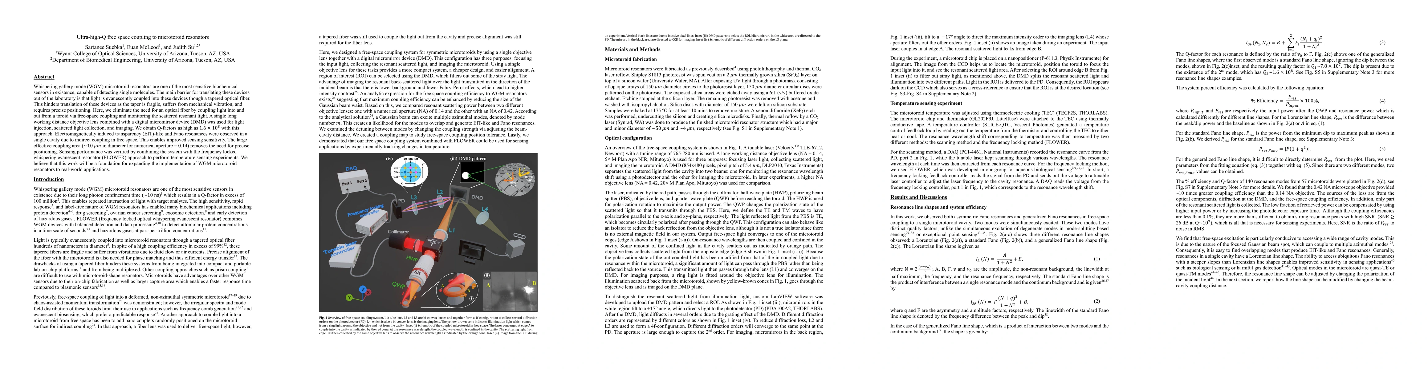 Thumbnail for Ultra-high-Q free space coupling to microtoroid resonators